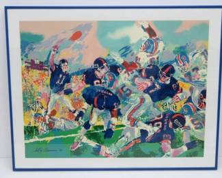 LeRoy Neiman New York Giants and Denver Broncos serigraph, pencil signed
