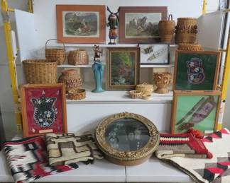 Native American art, beadwork, blankets, and baskets