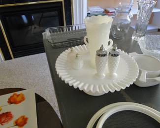 Milk glass serving pieces