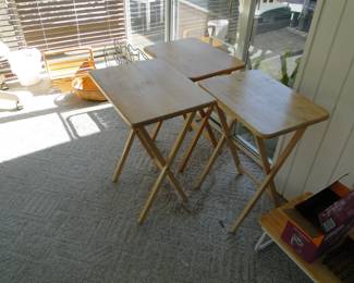 Three TV trays, the 4th one is in the living room by the window, between the two chairs, we like to keep you on your toes when searching for treasure