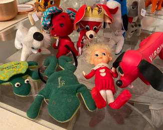 Vintage stuffed and sawdust filled toys