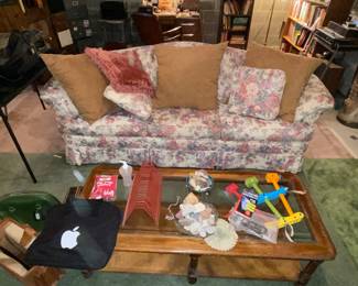 Floral couch and coffee table