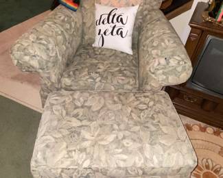 Super comfy upholstered arm chair and footrest 
