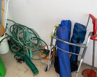 Folding yard chairs , hoses and more 