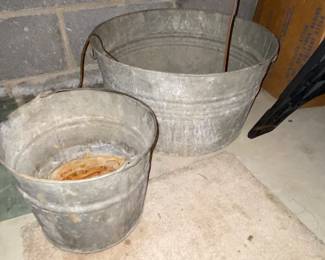 Galvanized bucket and tub