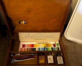 Art supplies and canvases 