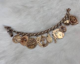 Heavy 14K Vintage Charm Bracelet