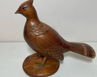 Carved and signed grouse