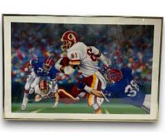 Vintage 1992 David A. Braun Framed Painting of Washington Redskins Football Team in Super Bowl 26