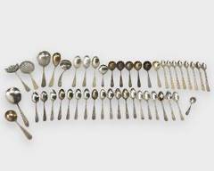 Fancy Stieff Sterling Silver Repousse Flatware 2158 Grams