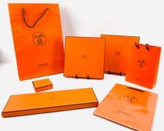HERMES 4 Boxes and 3 Shopping Bags in Signature Orange from Iconic French Luxury Retailer