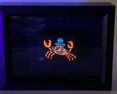 Michael Auger Signed Fancy Crab Black Light Responsive Strange Art Framed