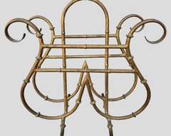 Fancy VINTAGE Tole Gilt Painted Metal Faux Bamboo Magazine Rack Hollywood Regency style