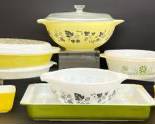 Vintage Mid Century Modern MCM PYREX and GLASSBAKE Mixing Bowl and Baking Dishes