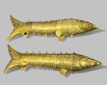 Two Vintage Asian Articulated Hanging Brass Figural Fish