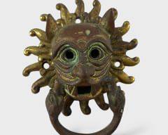 Fancy Antique Durham Gargoyle Face Brass Door Knocker