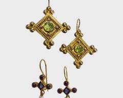 Fine Gilt Sterling Silver Gemstone Pierced drop Dangle Earrings Two Pairs