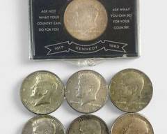 7 1964-1969 U.S. Kennedy Half Dollar 90% & 40% Silver Coins
