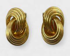 Christian Dior Designer Gold Tone Knot Clip On Earrings