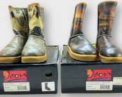 Vintage Icon Asian Lovers and Cliffs of Colorado Artwork Leather Snow Boots Size 6