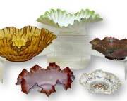 Vintage Fenton, Carnival Glass Brides Bowl Ruffled Art Glass Bowls Lots