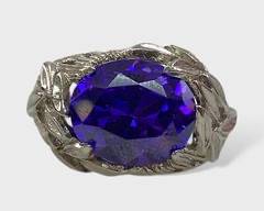 Fine Sterling Silver Purple Gemstone Statement Ring Size 7.75