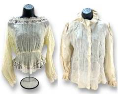 HERMAN GEIST and ROBERTA of CALIFORNIA Two Vintage Lace and Cotton Blend/Ramie Blouses, Size 8 and Size 11
