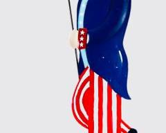 Vintage Glitzhome Metal Patriotic Folk Art Uncle Sam Tin Yard Stake