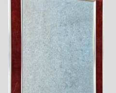 Fantastic Vintage Suede and silver Metal Wall Mirror Hollywood Regency Meets mcm Mid Century Modern Style