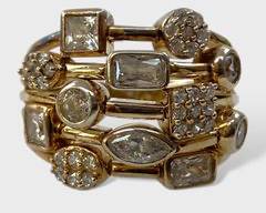 Fine Gilt Sterling Silver Gemstone Statement Ring Size 10