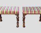 Pair High End Upholstered Wood Benches with Scrolled Feet see lot 1254 for more