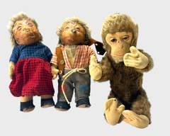 Antique/Vintage 1950s Steiff Pair Hedgehogs Micki & Mecki and Jocko Monkey
