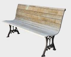 Vintage Slat Wood Cast Iron Base Garden Bench
