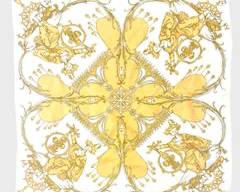 Vintage Chinoiserie Figures and flowers Non-Branded Asian Scarf