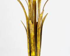Vintage Italian Gilt Painted Metal Tole Tole Wheat Grass Sculpture Vase Hollywood Regency Style