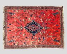 Fantastic Vintage Multicolored Hand knotted Persian Wool Area Rug Animals and flowers