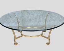 Vintage High Quality Beveled Glass and Brass Base Coffee Table Hollywood Regency Style