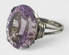 Fine Sterling Silver Amethyst Colored Stone Statement Ring Size 11.25