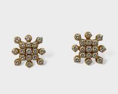 Fine 14K Yellow Gold Diamond Snowflake Pierced Screwback Earrings 5 grams