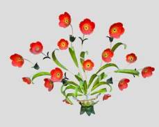 Fantastic Italian Vintage Tole Poppies Wall Art Original Paint Hollywood Regency Style 30" wide x 41" high large