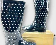 Vintage Madden Girl Black and White Polka Dot Rain Boots Size 5