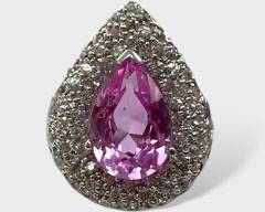 Fine Sterling Silver Pink Gemstone Teardrop Statement Ring Size 8