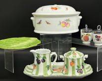 Fine Fruit & Veggie ROYAL WORCESTER Egg Coddlers and Assorted China Creamer, Sugar Bowl With Lid, Tray, Tureen With Lid, and Leaf Plate