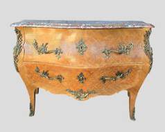 Fantastic 20th C Louis XV Inlaid Marble Top Bombe Bombay Chest Fancy Ormolu hardware