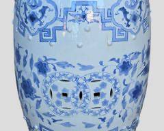 Vintage Asian Style Blue and White Ceramic Garden Seat