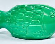 8.5" High MCM Mid Century Modern Style Embossed Fish Art Pottery planter