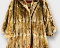 MARSHALL FIELD & COMPANY Vintage Ladies' Fur Jacket with Chevron Design, Shoulders are 18", Chest is 20" Hidden Frog Closures