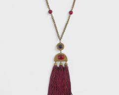 Fanastic Bill Smith For Richelieu Gold Tone Tassel Statement 36 Inch Long Necklace