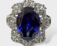 Fine Sterling Silver Blue Gemstone Statement Ring Size 9.25