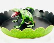 Vintage Amici Tole Frog Watering Can And Green Tole Table Topper Lot